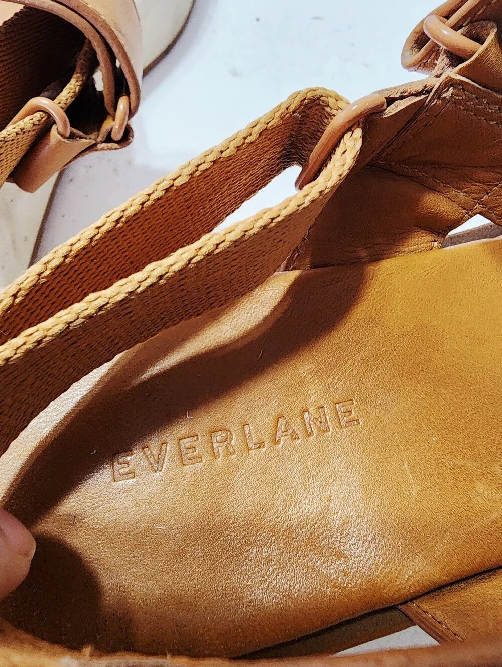 Everlane Tan Leather Platform Slingback Sandal Size 10